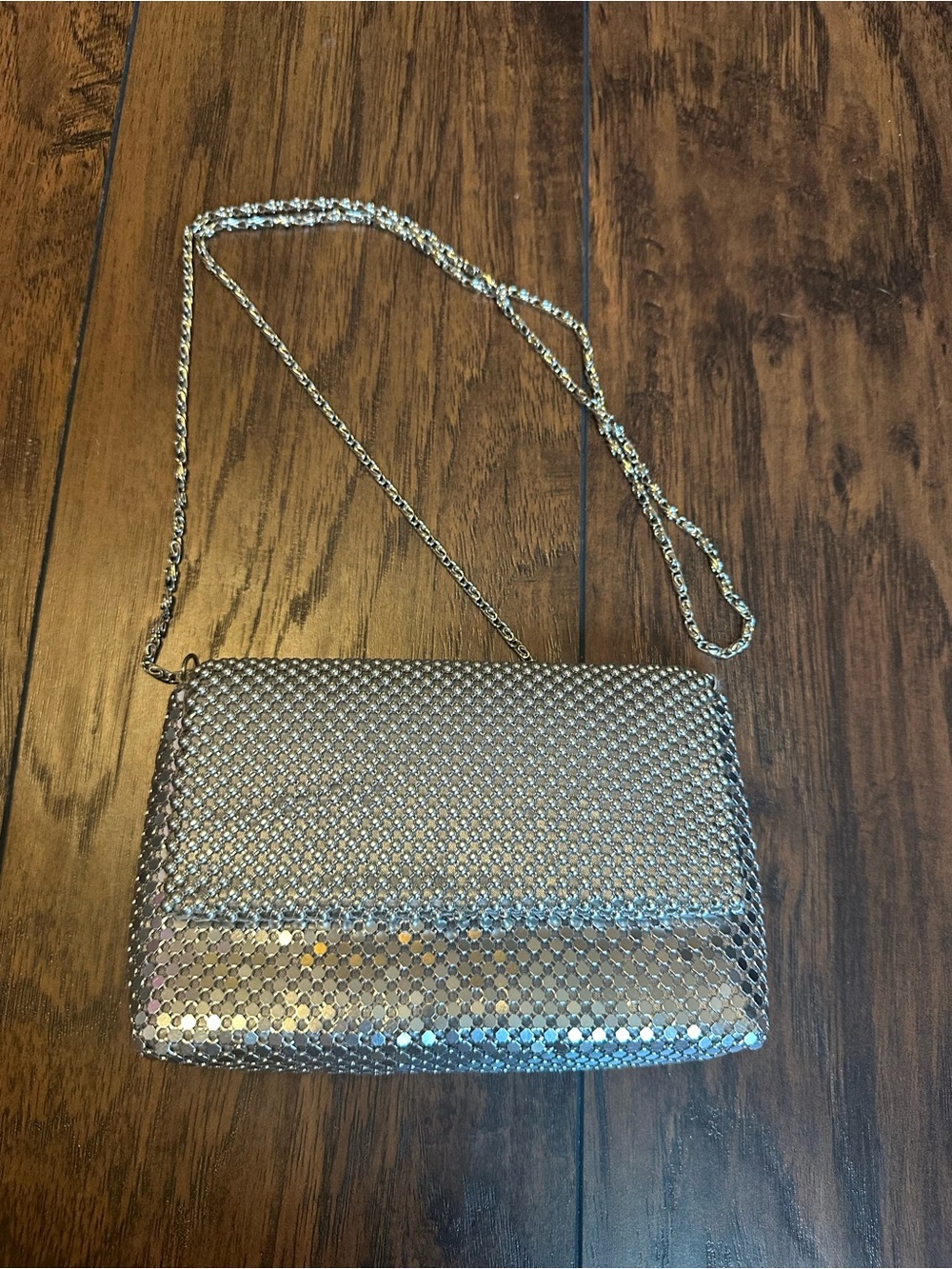 Silver Sequin Evening Crossbody Bag - Unbranded
